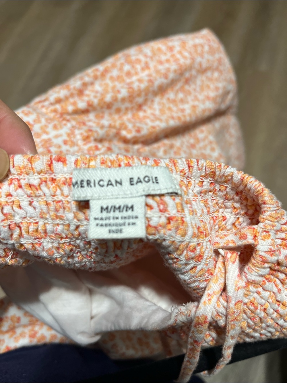 American Eagle Outfitters Peach and White Floral Smocked Dress - Picture 4 of 4